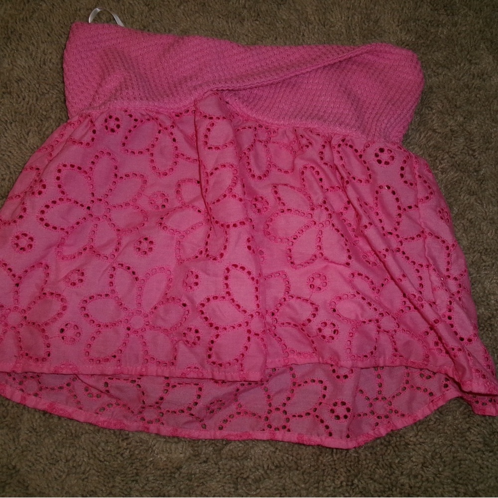 SHEIN Pink Floral Lace Crop Top